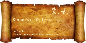Korponai Alinka névjegykártya